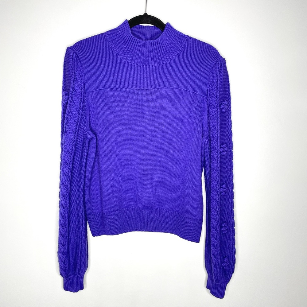 Anthropologie Maeve Purple Cable Sleeve Sweater - Picture 3 of 7